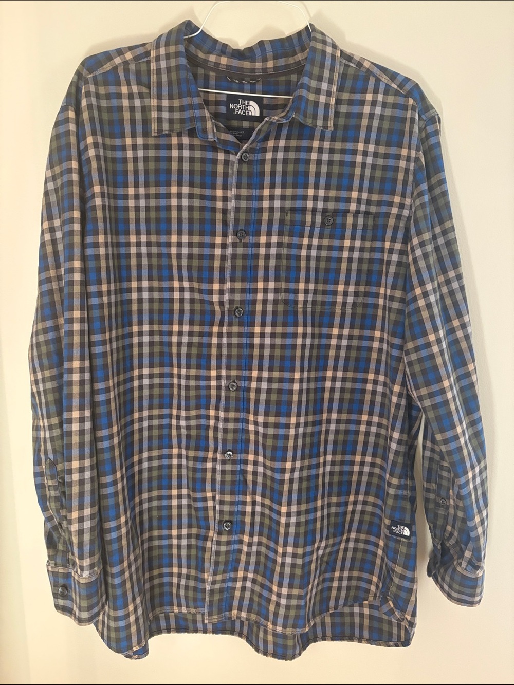 The North Face Blue and Gray Plaid Flannel Button-Down Shirt